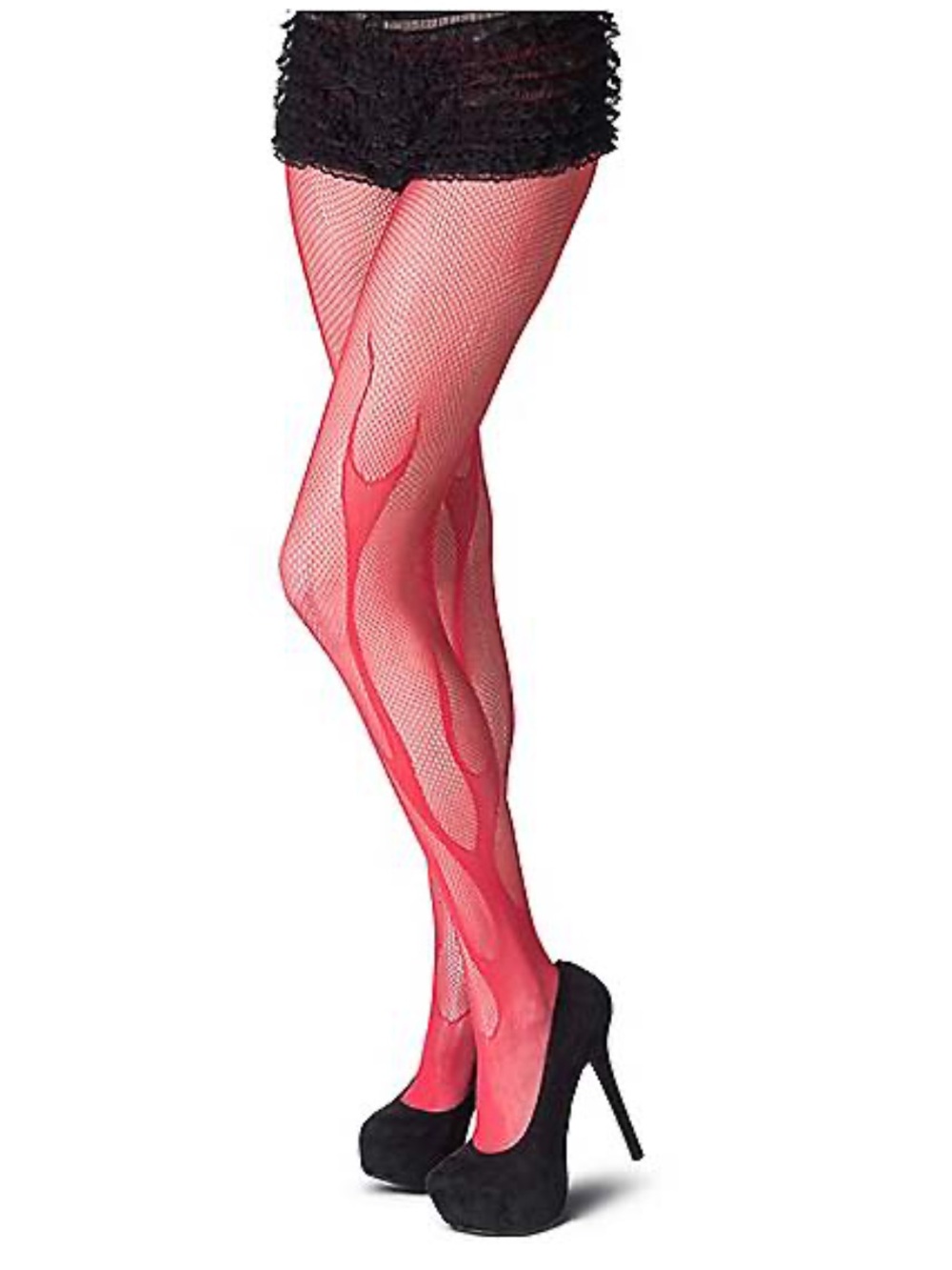 Spirit Devilish Flame Red Fishnet Tights Devil Halloween costume NEW OSFM